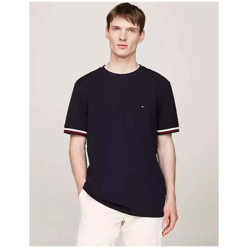 TOMMY HILFIGER GLOBAL STRIPE FLAG CUFF TEE